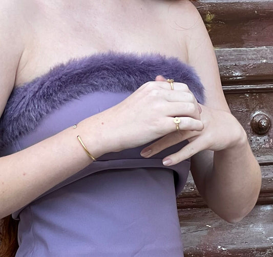 Pulseira Pepitas com pedras < tipo escrava, aberta >