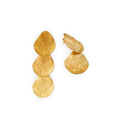 Long, asymmetrical shell earrings