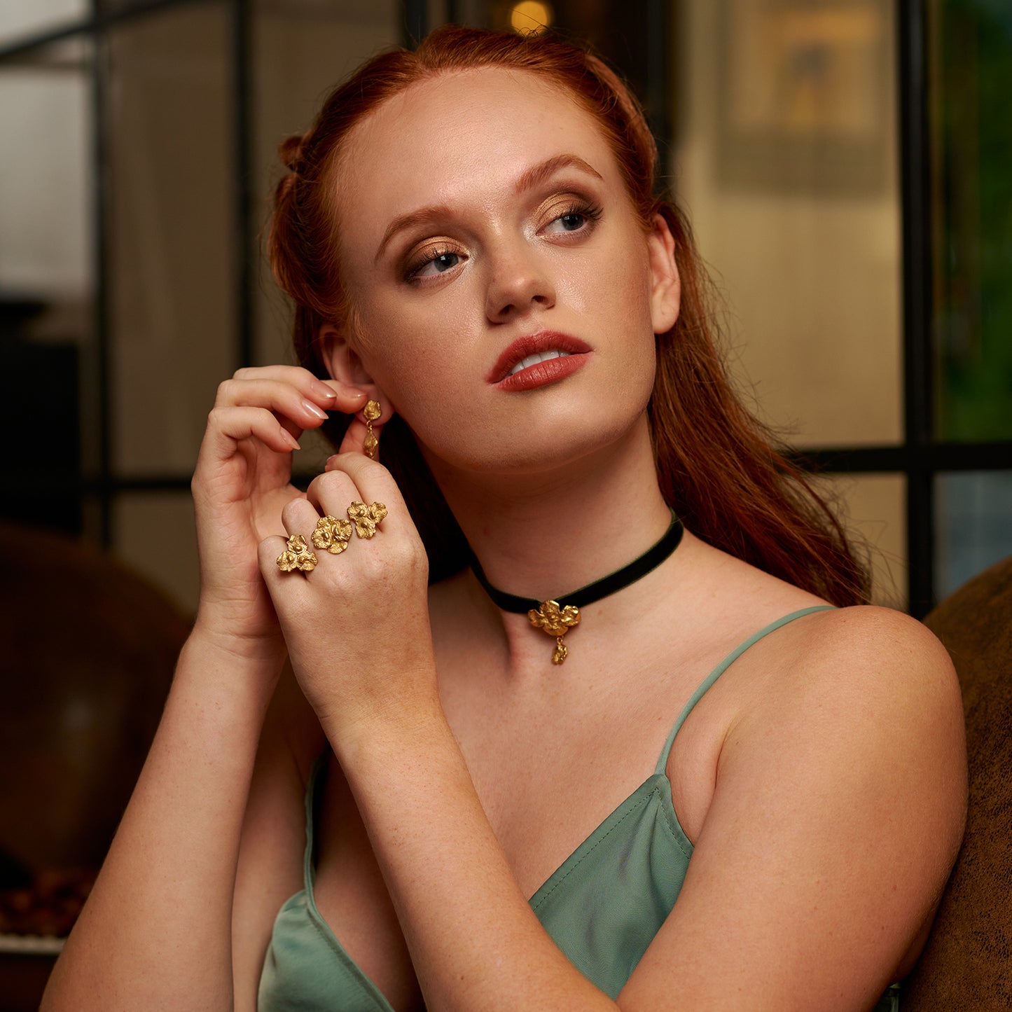 XXL double open ring, Flora