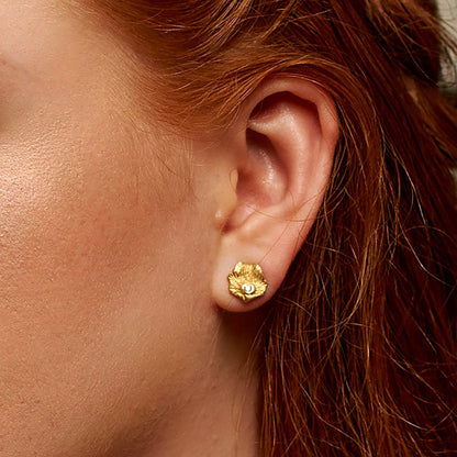 Mini stud earrings with stones, Flora (single item)