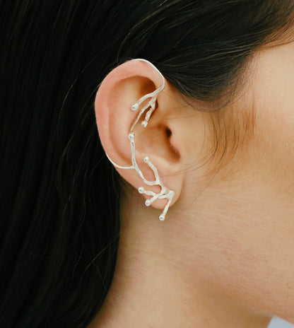 Single ear cuff earring, Underwater Garden design.