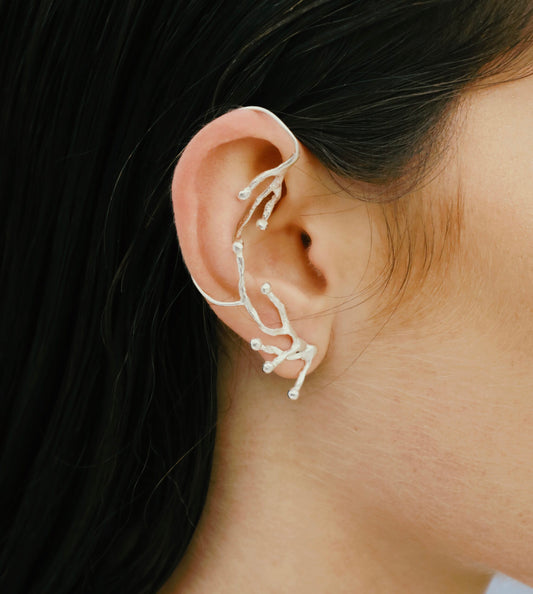 Single ear cuff earring, Underwater Garden design.