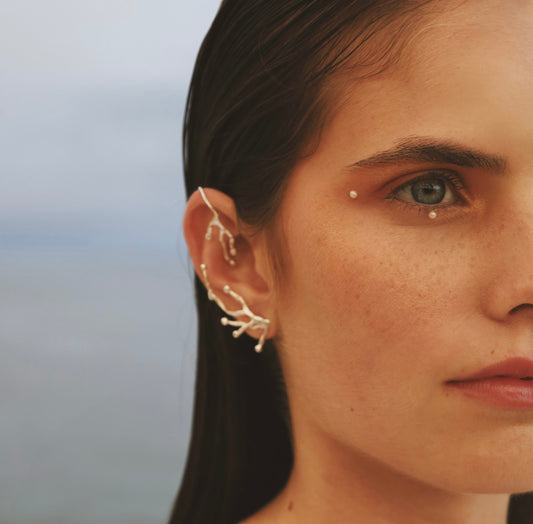 Single ear cuff earring, Underwater Garden design.