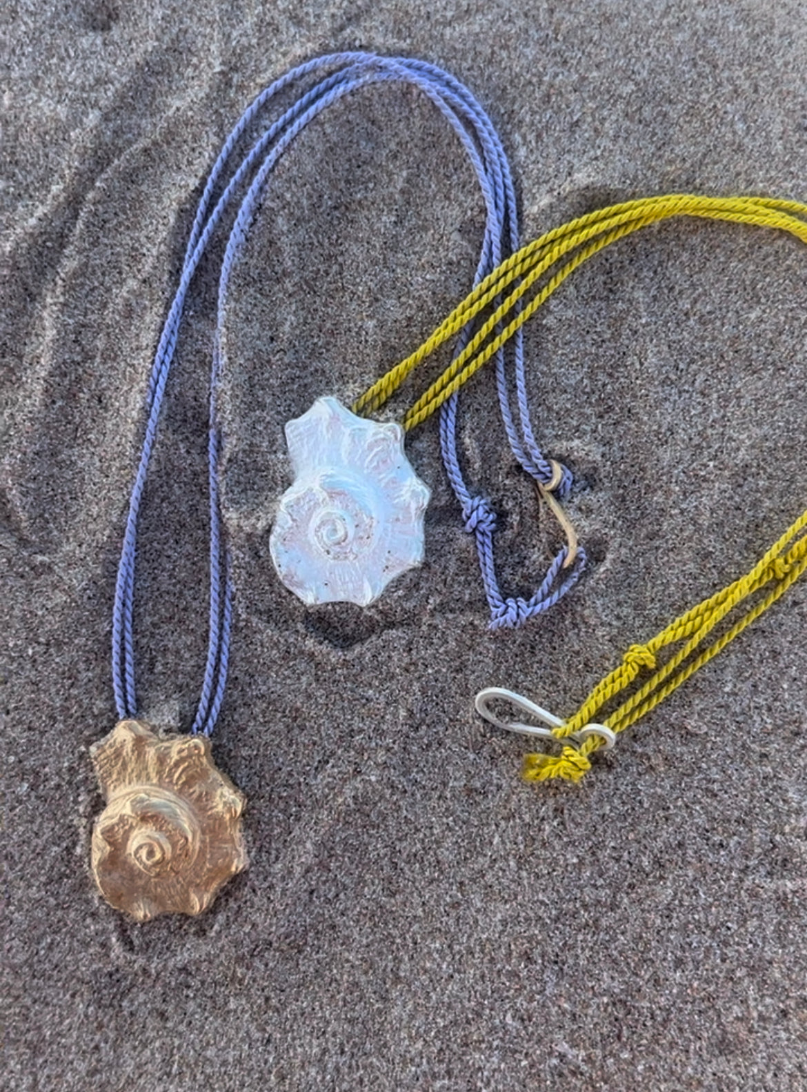 XL cowrie shell pendant with colorful thread