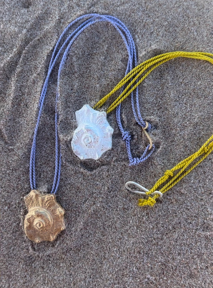 XL cowrie shell pendant with colorful thread