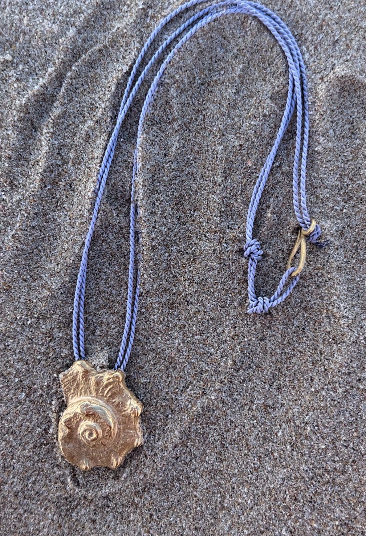 XL cowrie shell pendant with colorful thread