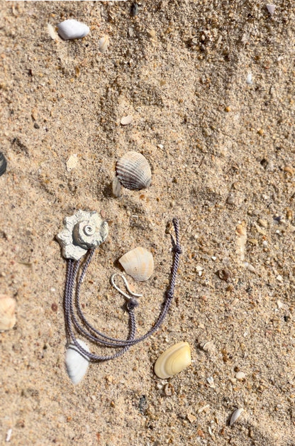 XL cowrie shell pendant with colorful thread